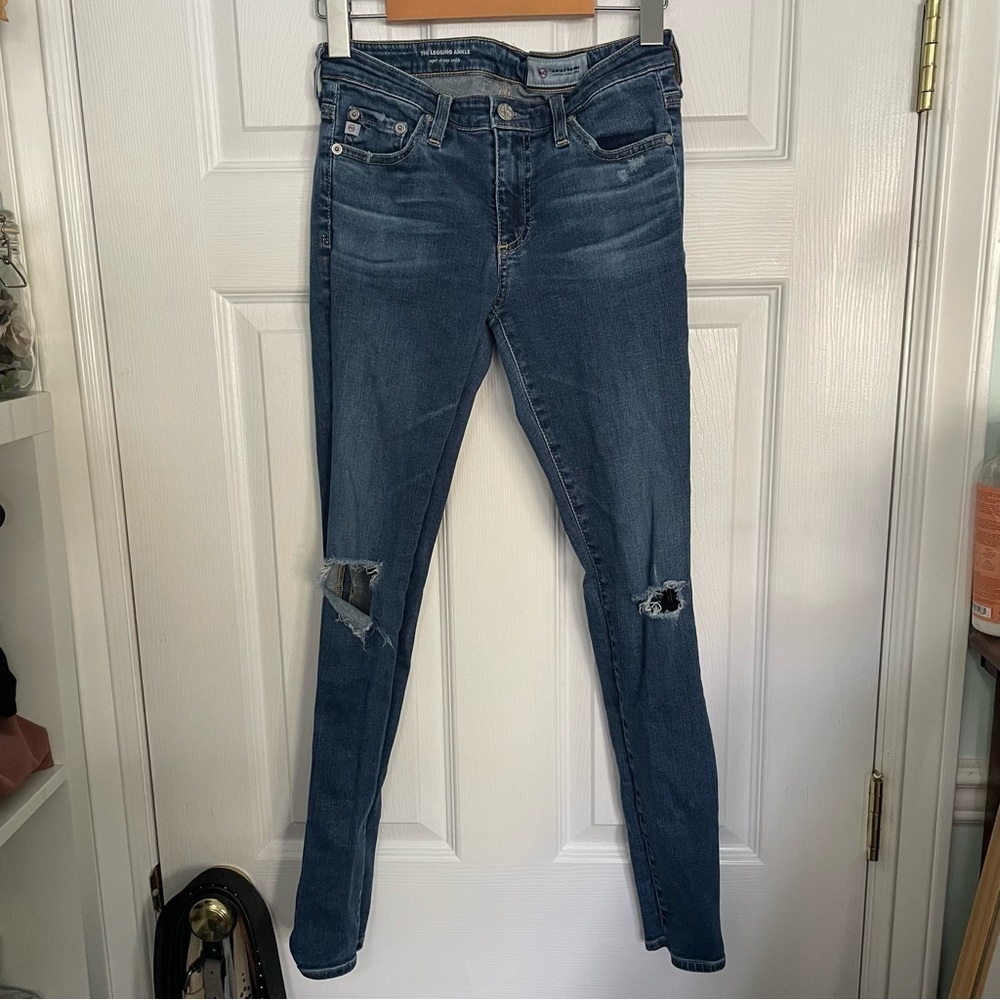 AG Adriano Goldschmied The Legging Ankle Skinny Distressed Blue Jeans 26